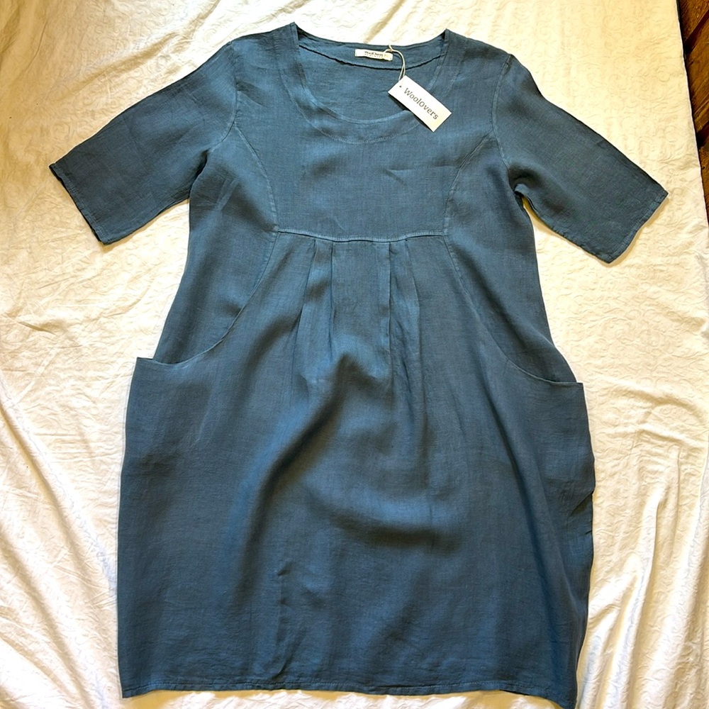 Relaxed Scoop Neck Midi Dress in Slate Blue - Picture 7 of 14